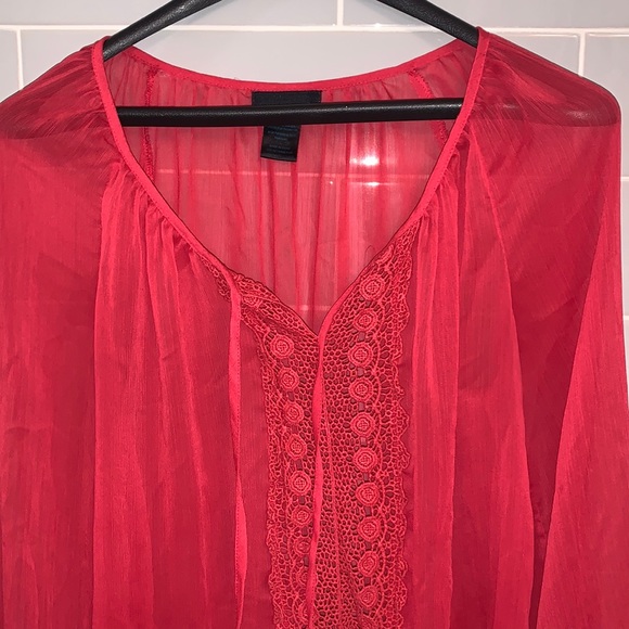 Sheer Red Boho Top - Picture 2 of 12
